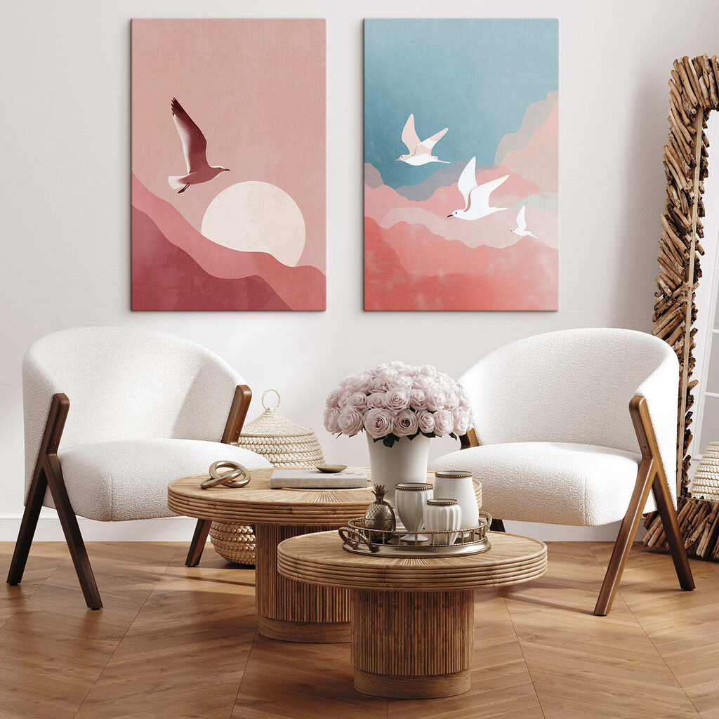 Twee vogels die in de lucht vliegen — interieur 2