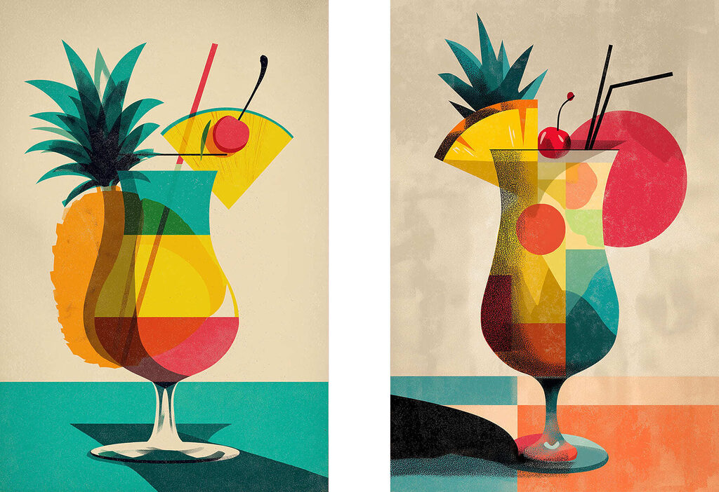 Twee afbeeldingen van een drankje — volledig ontwerp
