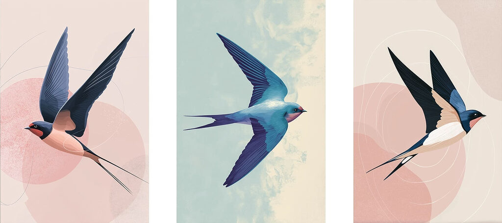 Een vogel die door de lucht vliegt — volledig ontwerp