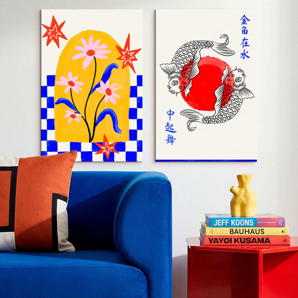 Twee kaarten met bloemen en vissen — interieur 2