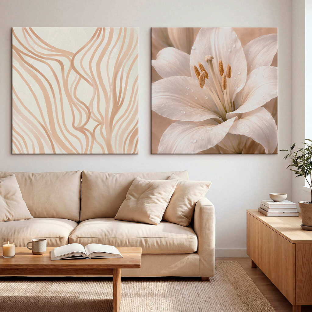 Vloeiende lijnen en elegante lelies in een interieur