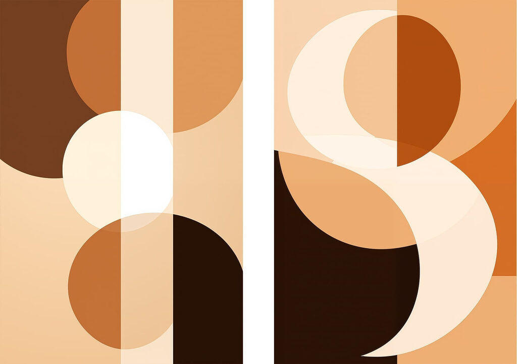 Abstracte vormen in warme tinten — volledig ontwerp