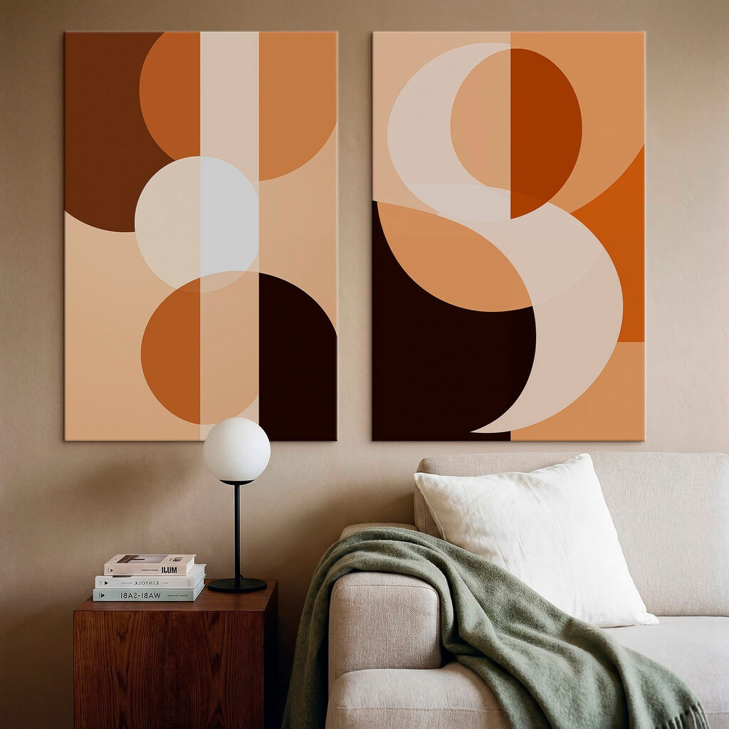 Abstracte vormen in warme tinten — interieur 1