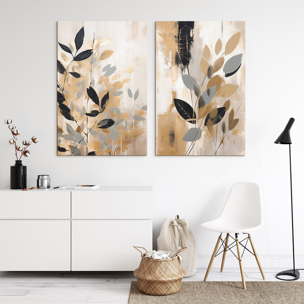 Schilderij van bladeren en takken — interieur 2