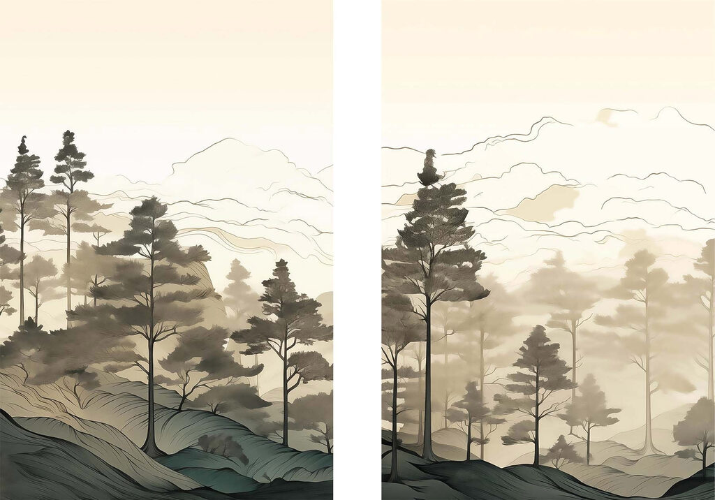 Screenshot van een schilderij van een bos — volledig ontwerp