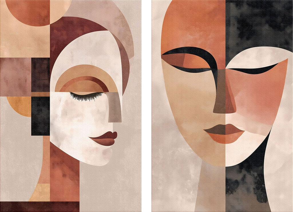 Een paar gezichten van vrouwen — volledig ontwerp