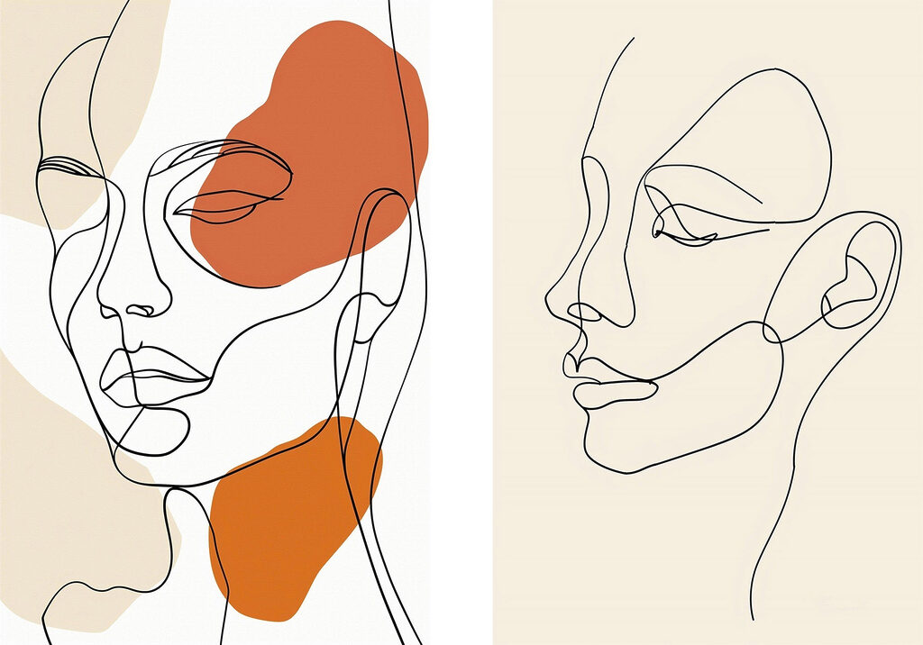 Tekening van het gezicht van een vrouw — volledig ontwerp