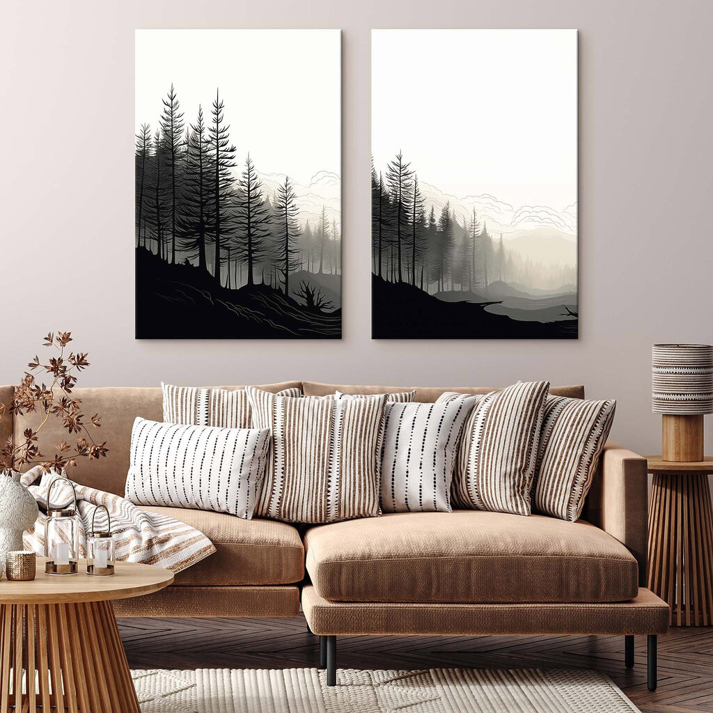 Zwart-witfoto van een bos — interieur 2