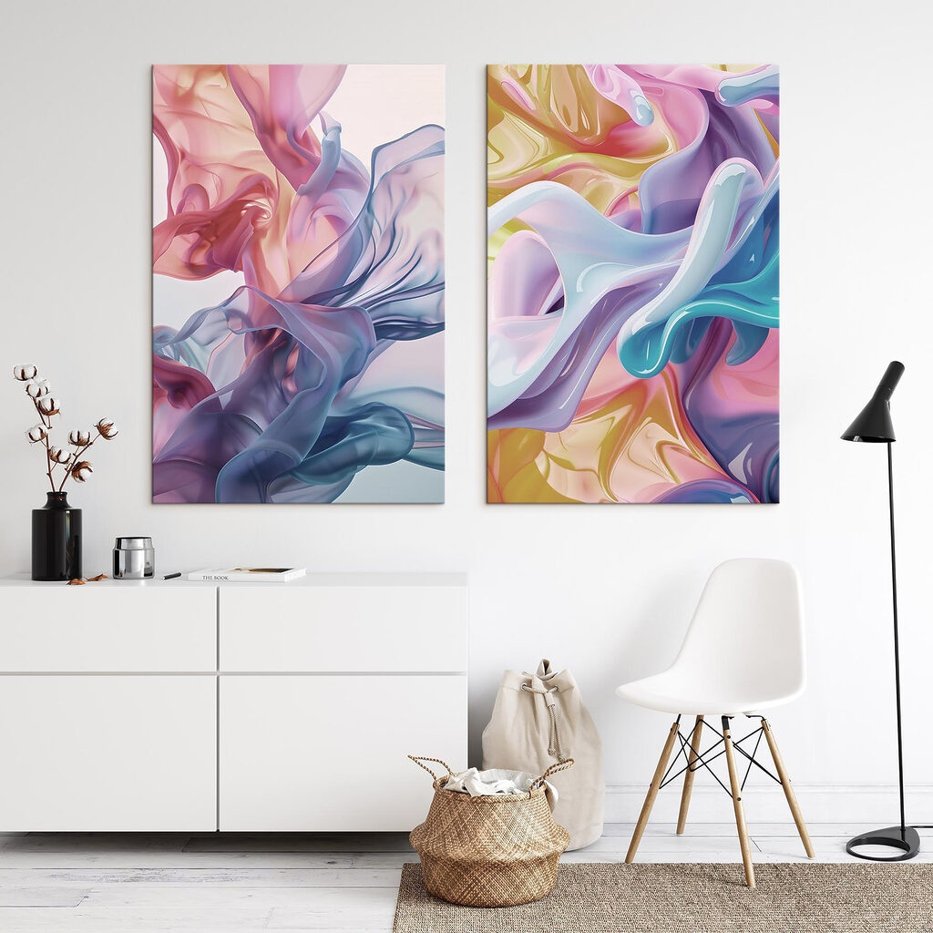 Vloeiende kleuren in een harmonieuze dans in een interieur