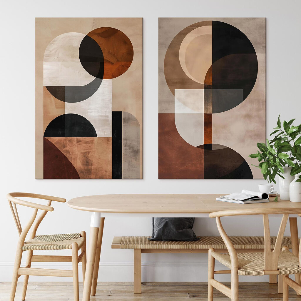 Twee kunstwerken in een interieur