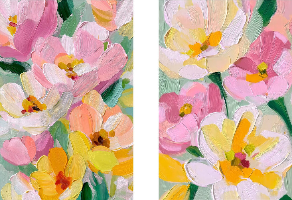 Kleurrijke bloemen in een levendige harmonie — volledig ontwerp
