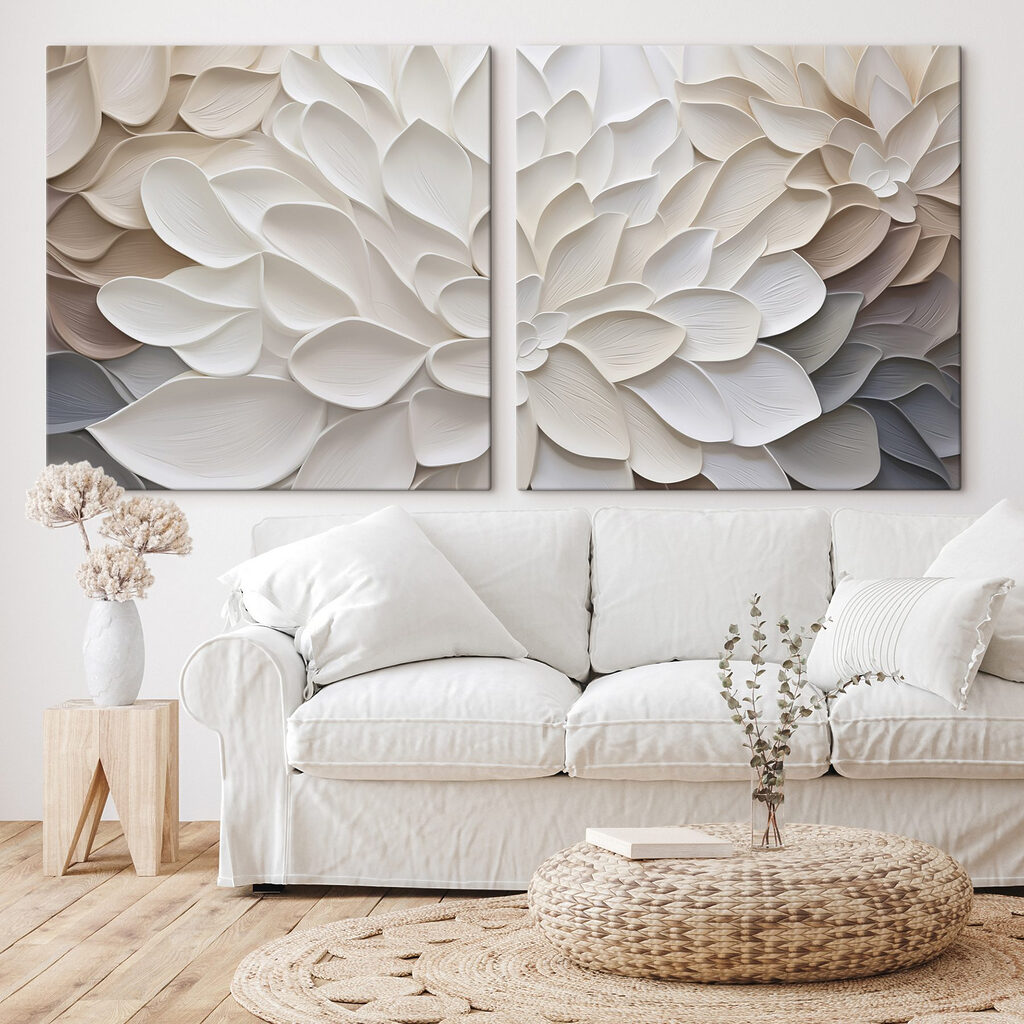 Delicate bloemblaadjes in zachte kleuren in een interieur