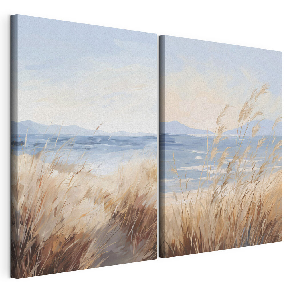 Schilderij van een strand en gras — productweergave