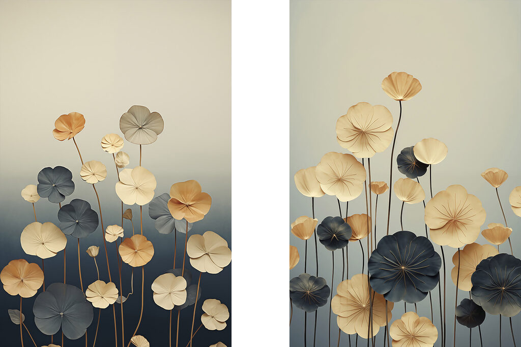 Verfijnde bloemen in zachte kleuren — volledig ontwerp