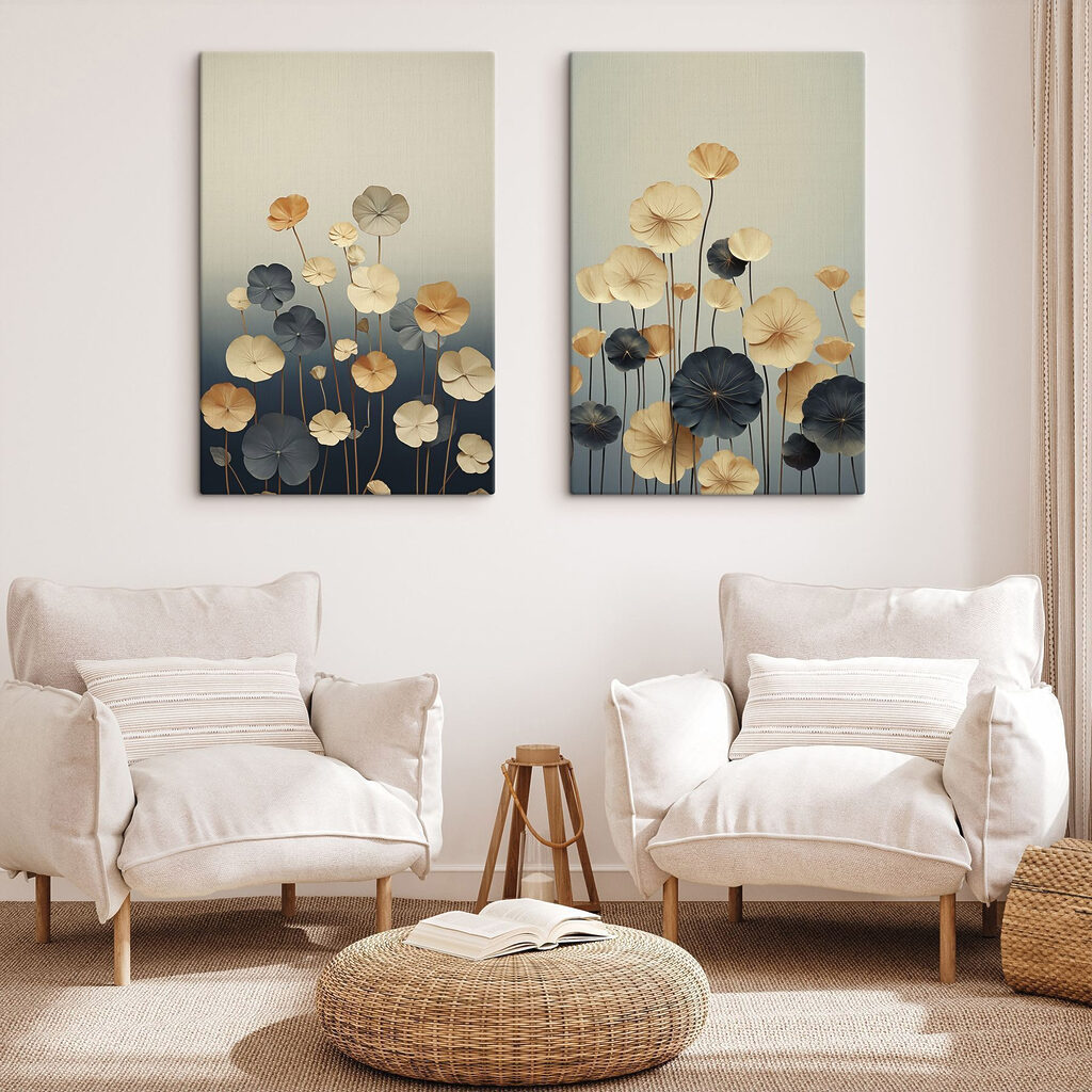 Verfijnde bloemen in zachte kleuren — interieur 1