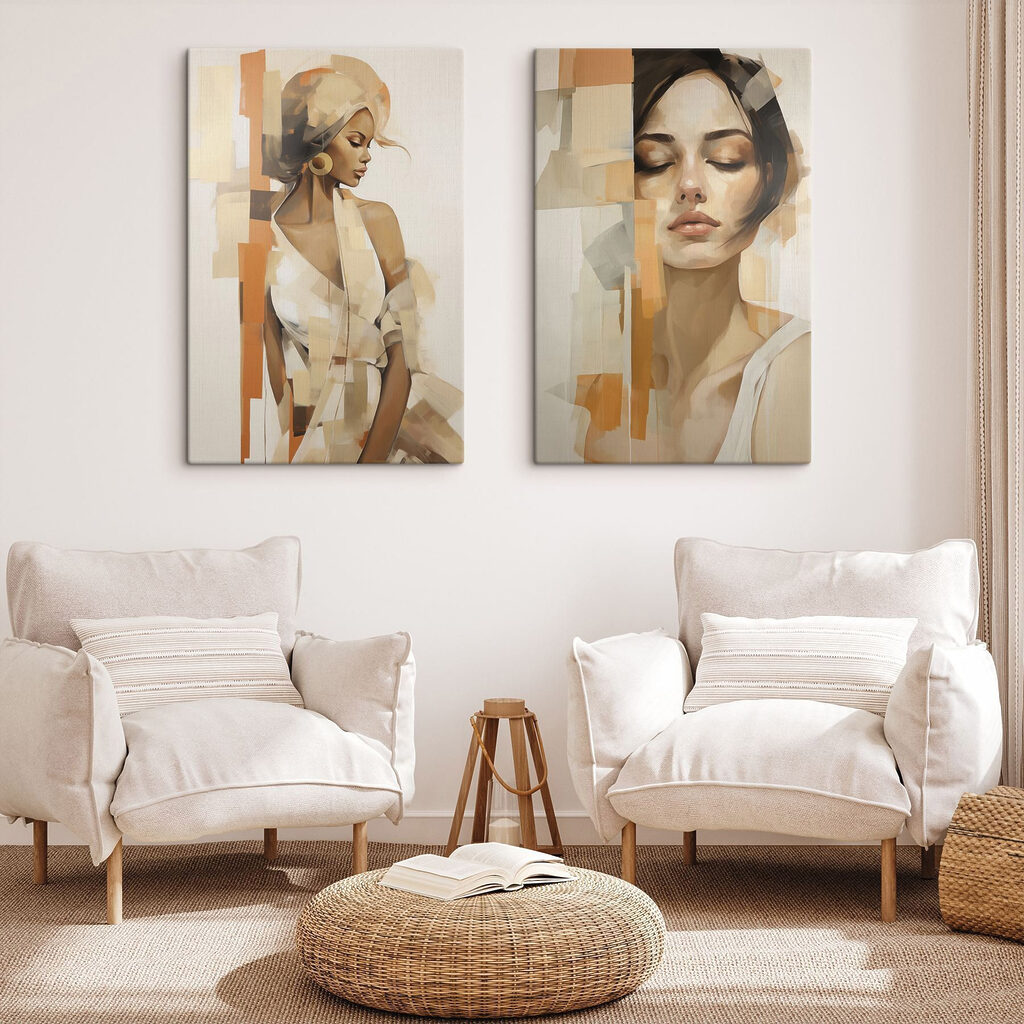 Collage van een vrouw in een interieur