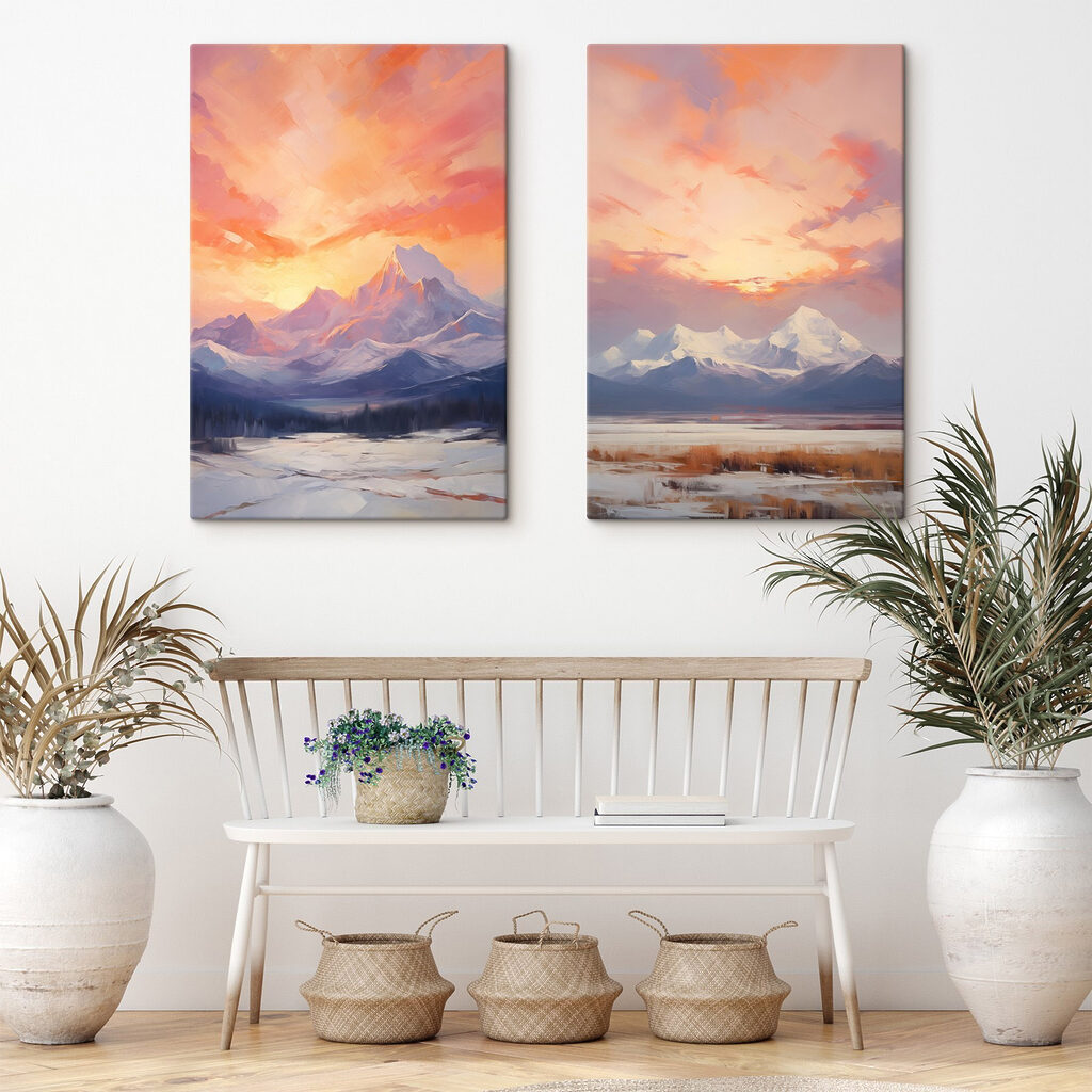 Schilderij van een besneeuwde bergketen — interieur 1
