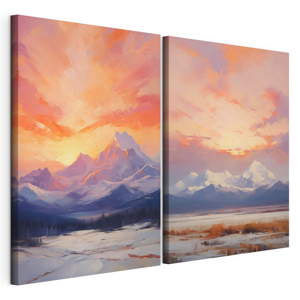 Schilderij van een besneeuwde bergketen — productweergave