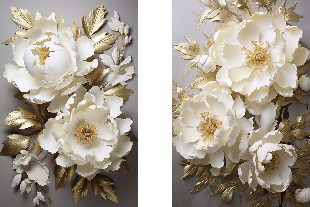 Collage van witte bloemen — volledig ontwerp