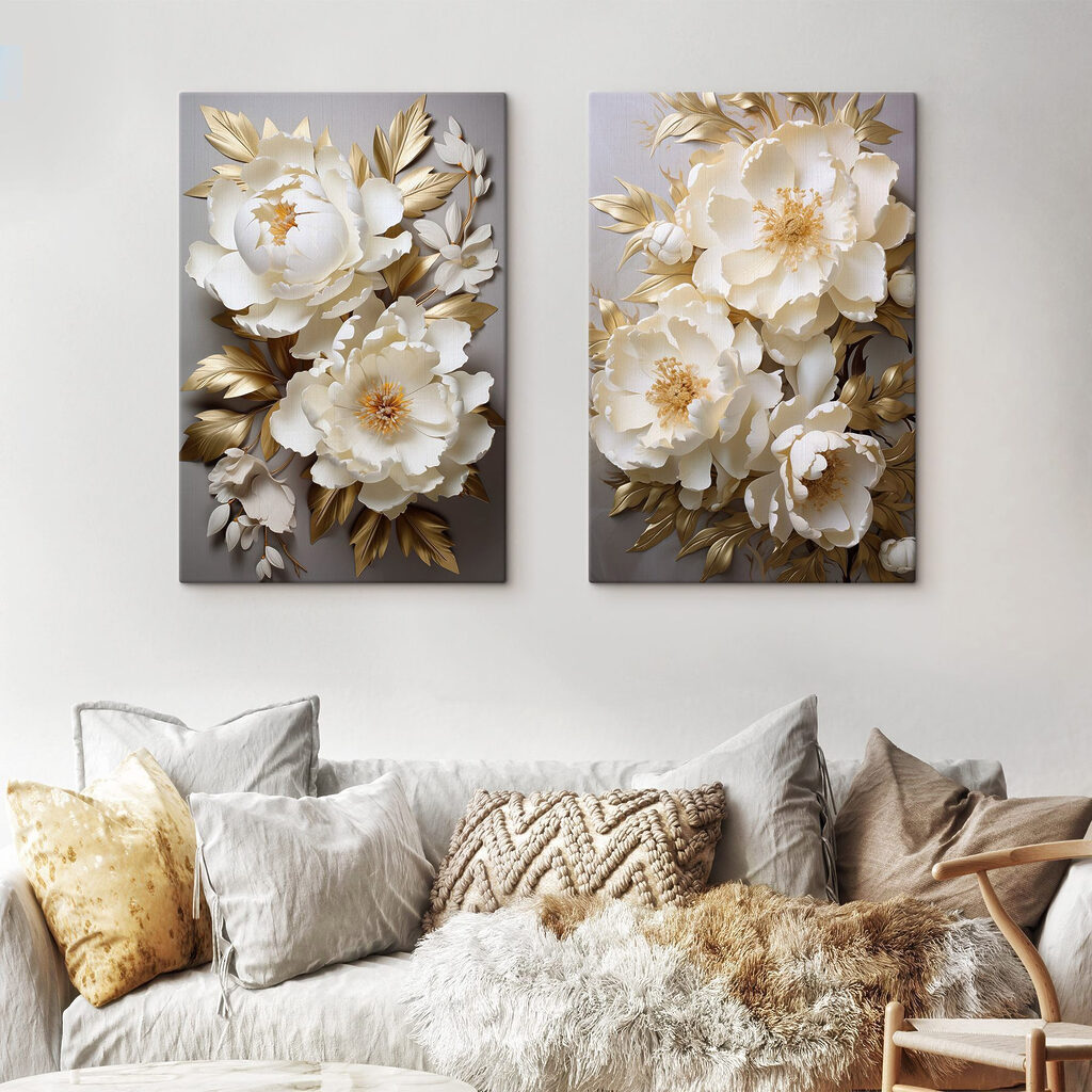 Collage van witte bloemen — interieur 2