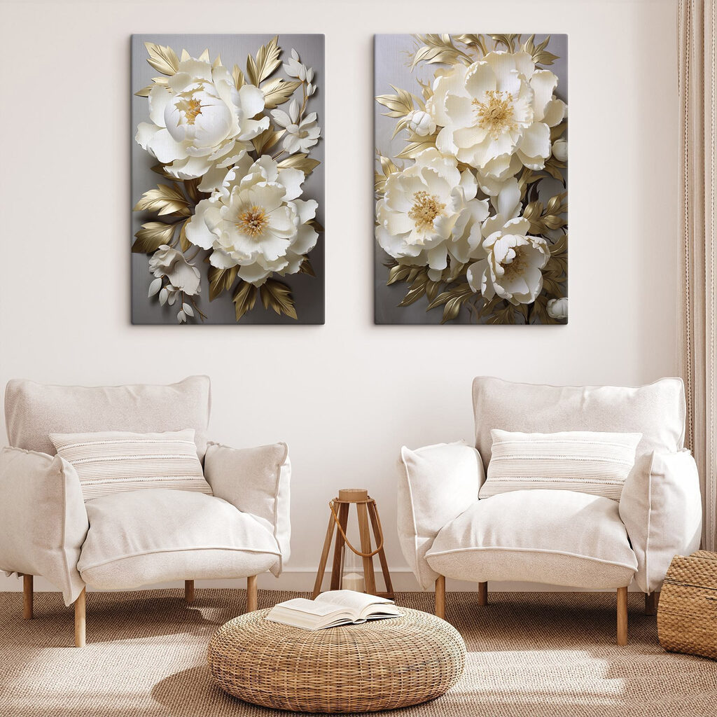 Collage van witte bloemen — interieur 1