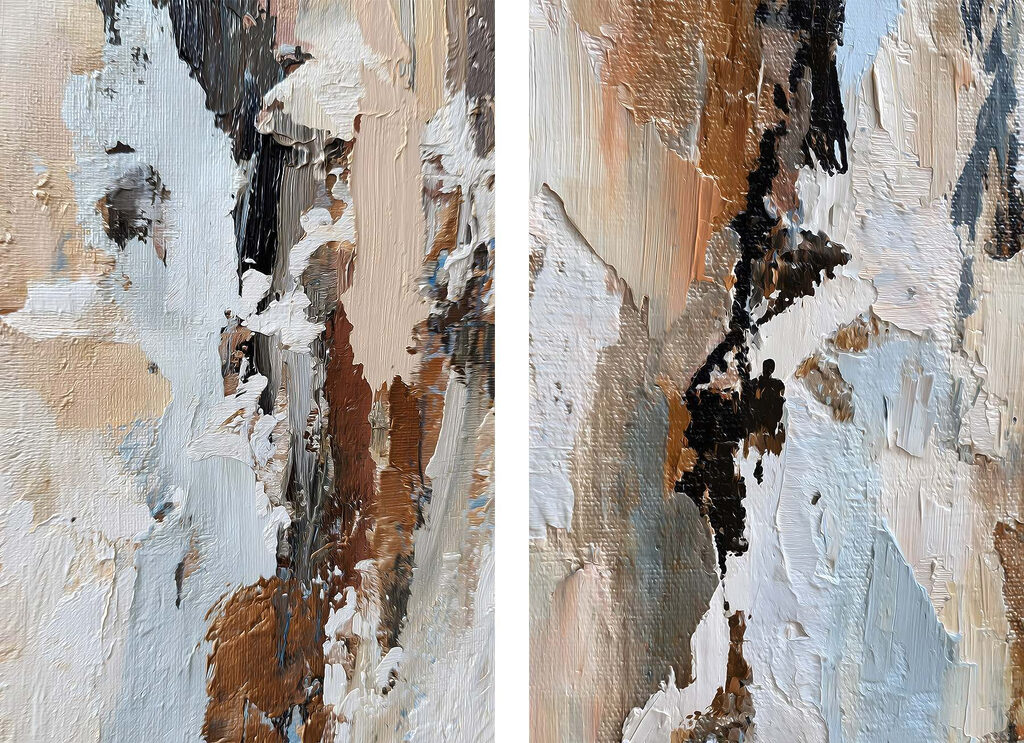 Abstracte compositie in zachte tinten — volledig ontwerp