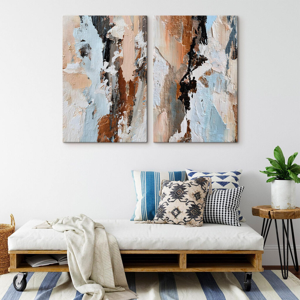 Abstracte compositie in zachte tinten — interieur 1