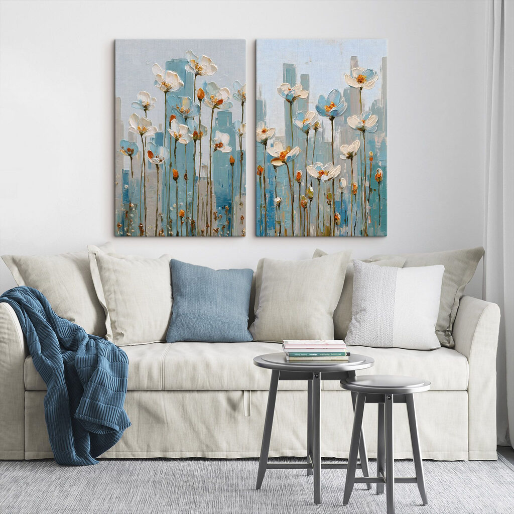 Schilderij van bloemen in een stad — interieur 1
