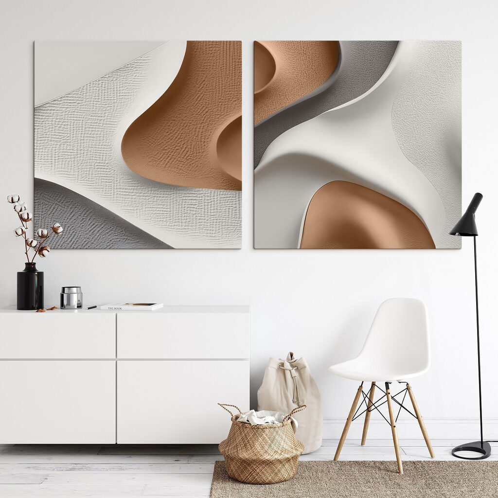 Elegante rondingen in contrasterende tinten in een interieur