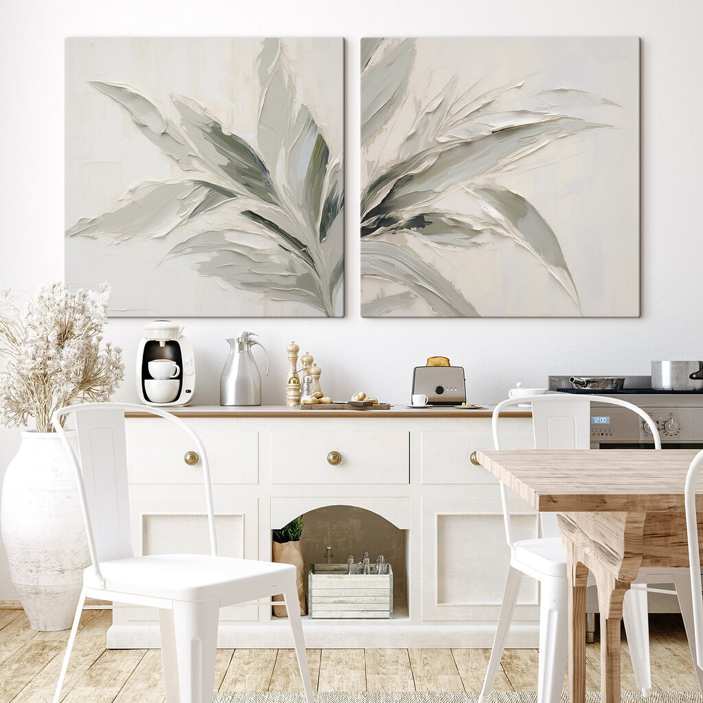 Weelderige bladeren in zachte tinten — interieur 1