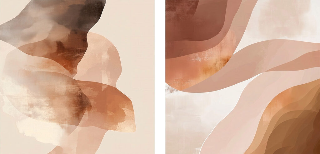 Abstracte vormen in warme tinten — volledig ontwerp