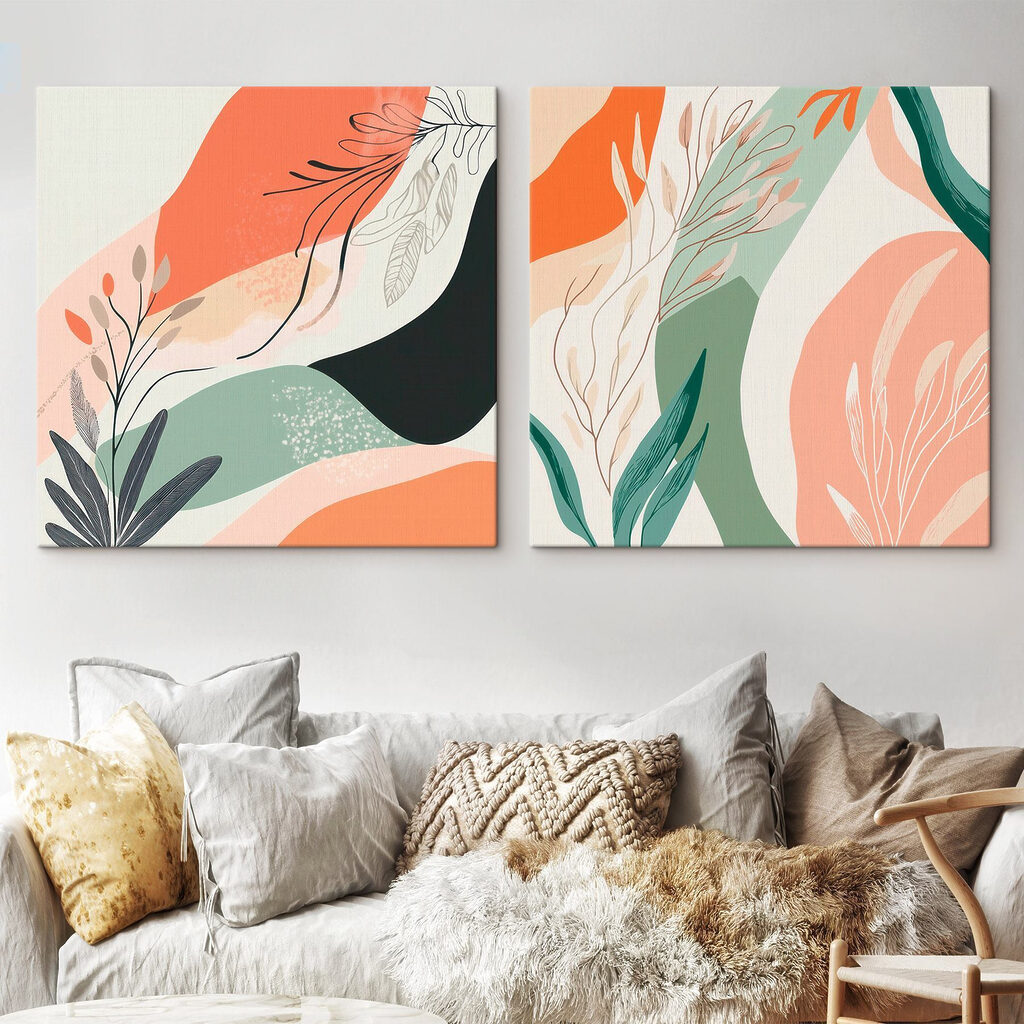 Twee afbeeldingen van planten in een interieur