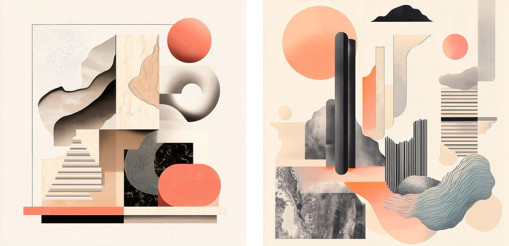 Collage van verschillende vormen en kleuren — volledig ontwerp
