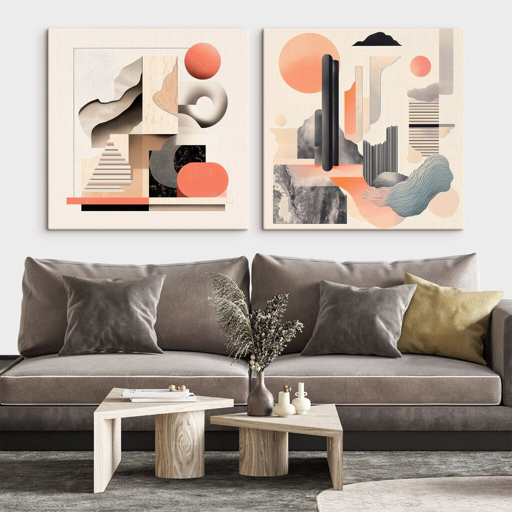 Collage van verschillende vormen en kleuren — interieur 1