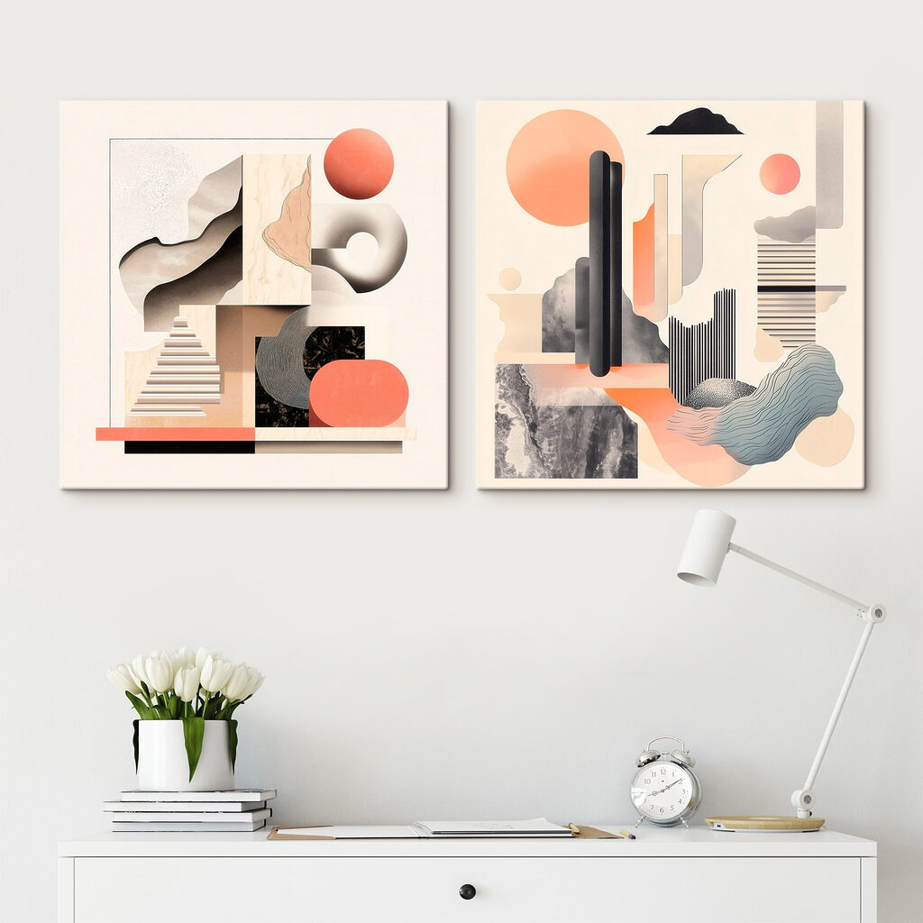 Collage van verschillende vormen en kleuren — interieur 2