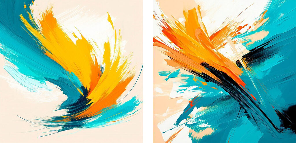 Twee kunstwerken in verf — volledig ontwerp