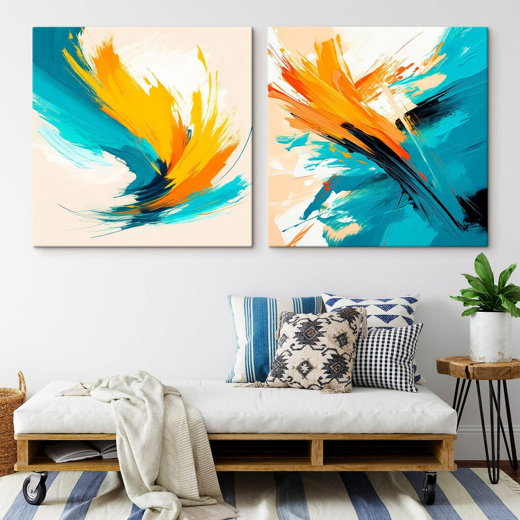 Twee kunstwerken in verf — interieur 1