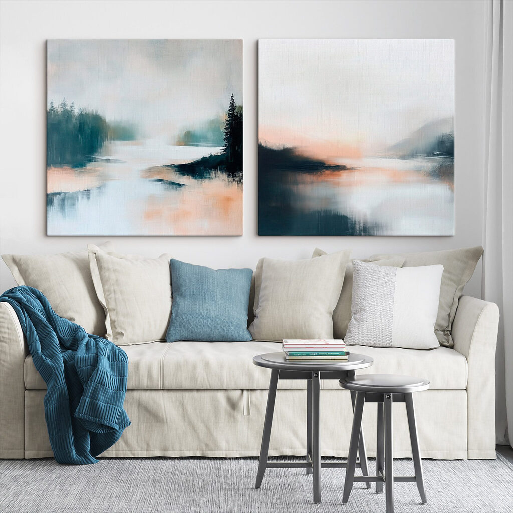Schilderij van een meer en een boom — interieur 1