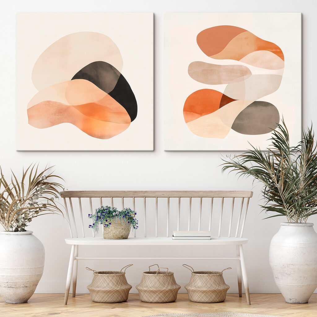 Zachte vormen in warme tinten in een interieur