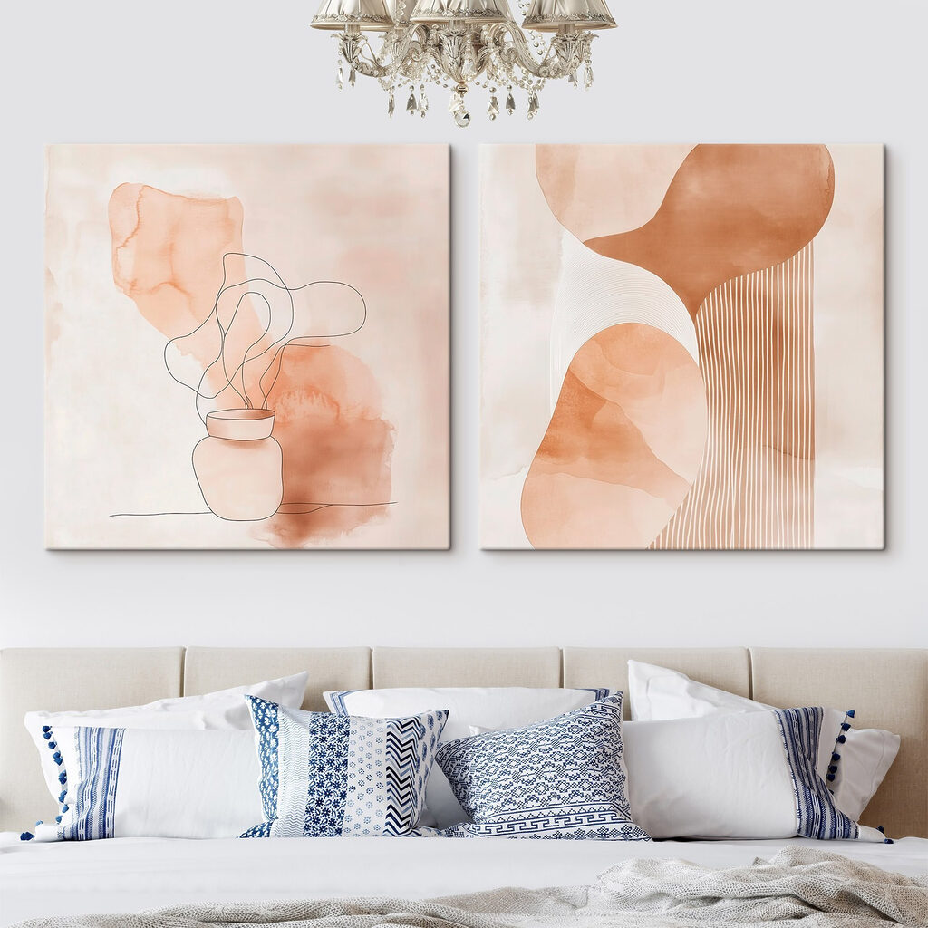 Twee schilderijen van een vaas en een vaas met een gloeilamp — interieur 2