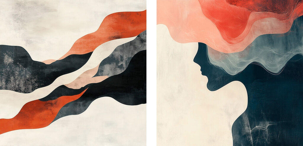 Twee afbeeldingen van het gezicht van een vrouw — volledig ontwerp