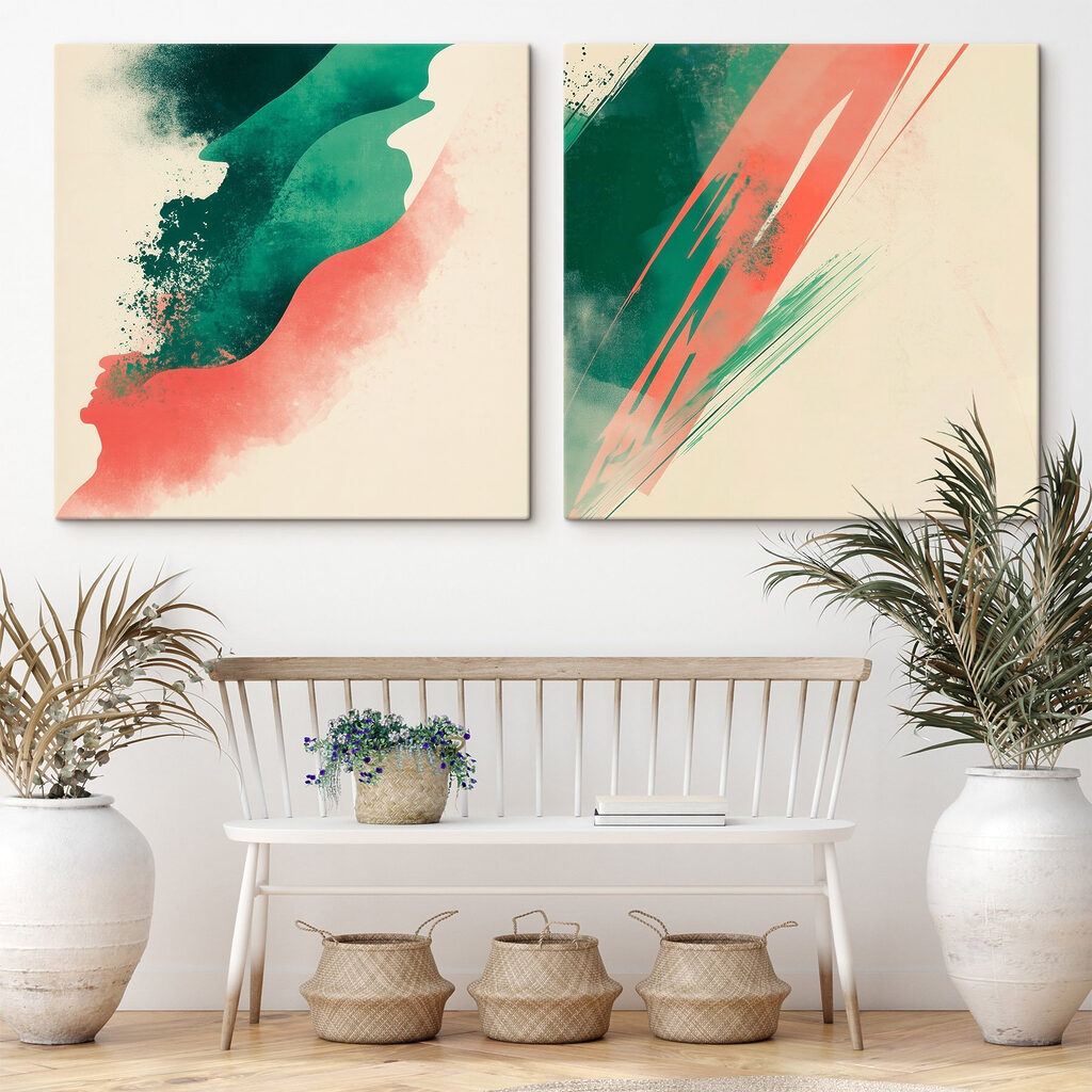 Twee achtergronden in verschillende kleuren in een interieur