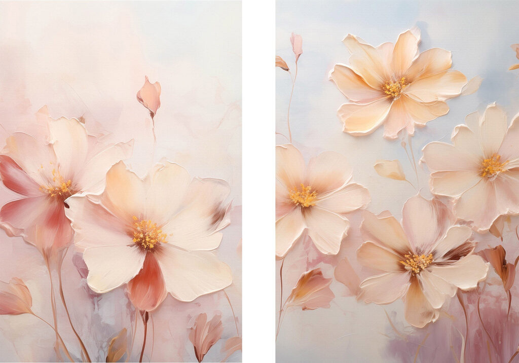 Schilderij van bloemen op een blauwe achtergrond — volledig ontwerp