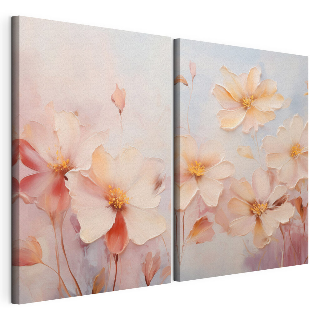 Schilderij van bloemen op een blauwe achtergrond — productweergave