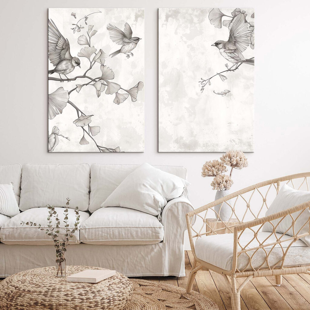 Twee vogels op een tak — interieur 2
