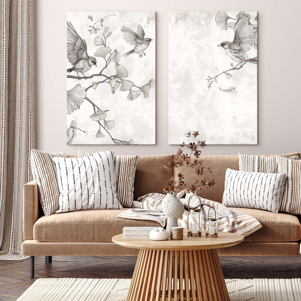 Twee vogels op een tak — interieur 1