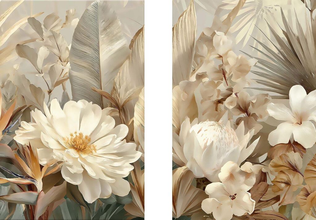Verfijnde bloemen in warme tinten — volledig ontwerp