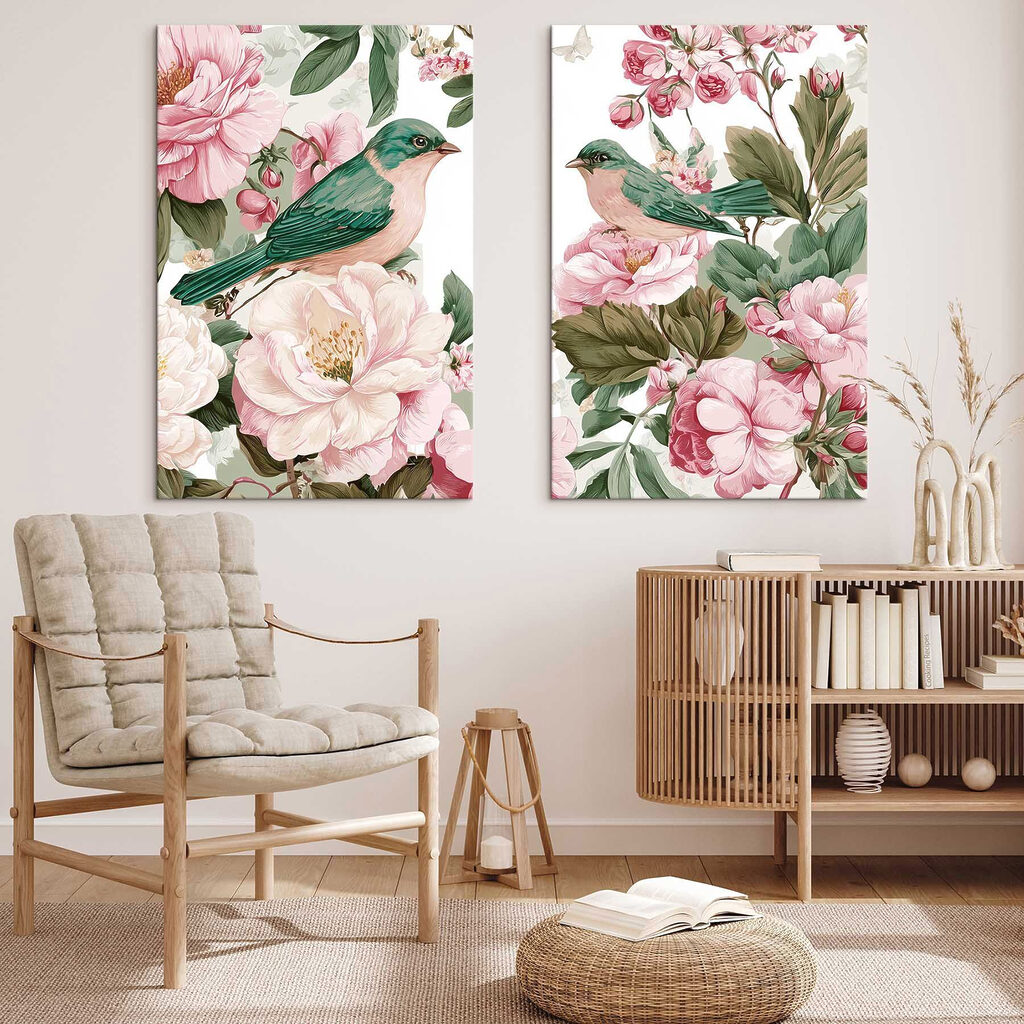 Twee vogels op een bloem — interieur 2