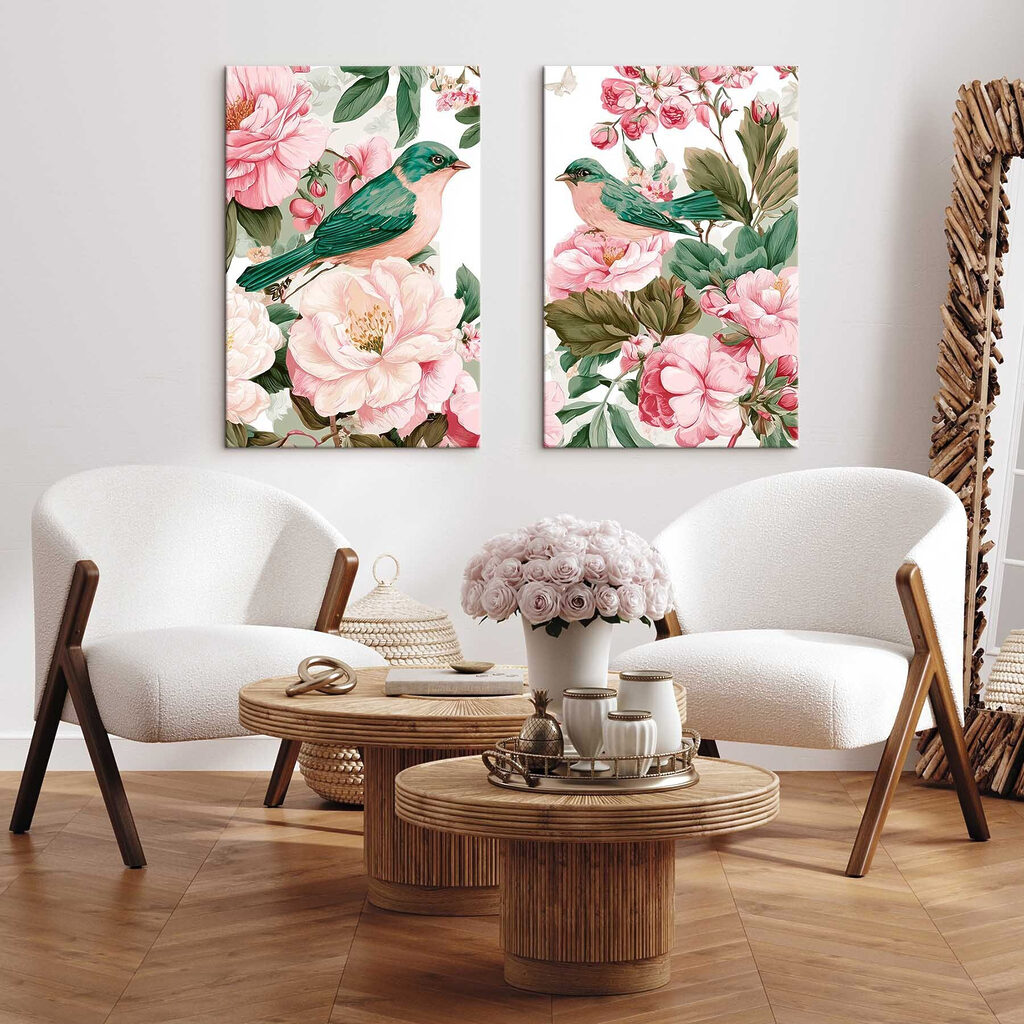 Twee vogels op een bloem — interieur 1
