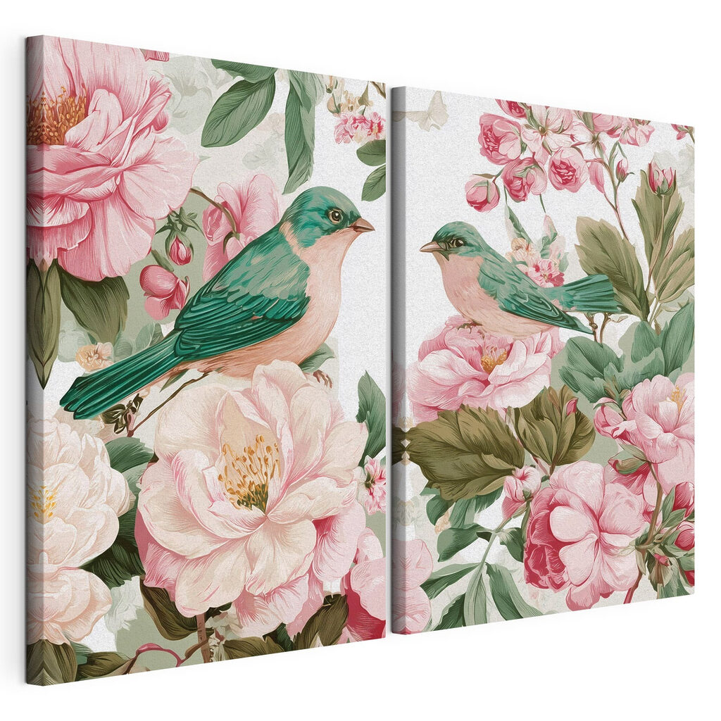 Twee vogels op een bloem — productweergave